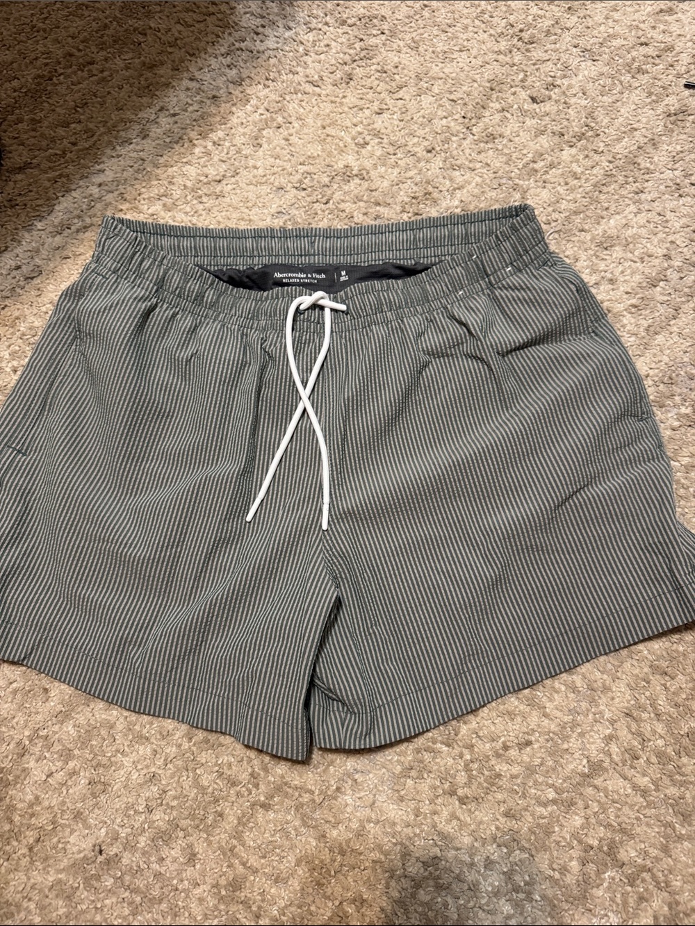 Abercrombie & Fitch Green Pinstripe Athletic Shorts
